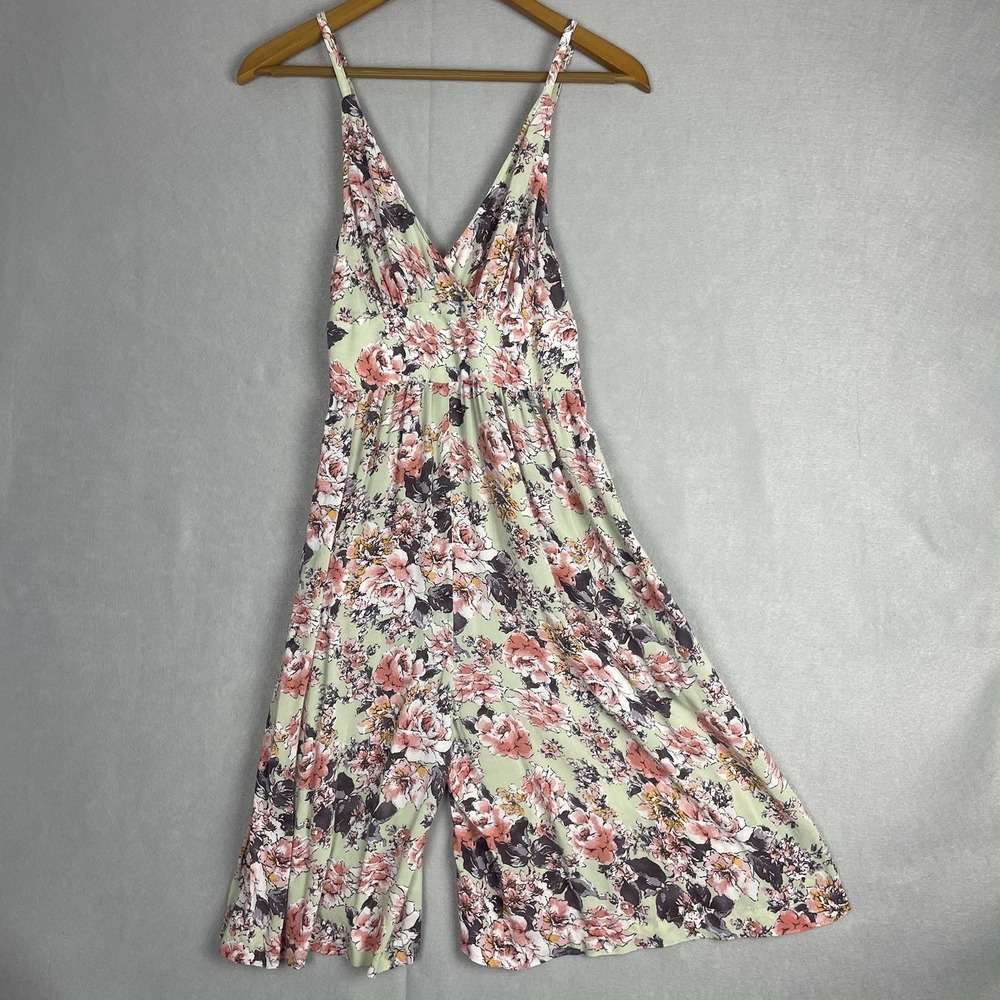 Betsey Johnson Floral Print Wide‎ Leg Jumpsuit V Neck Sleeveless Romper Boho